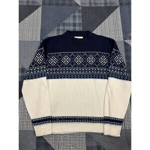 Vintage 90s Winona Knits Cardigan Sweater Wool Scandinavian Snowflake‎ Mens L